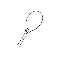 A large black outline tennis racket symbol on the center. Illustration on transparent background