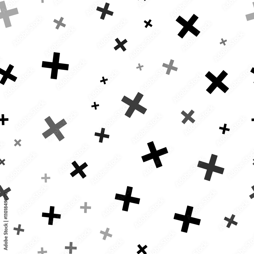 Poster seamless vector pattern with multiplication symbols, creating a creative monochrome background with 