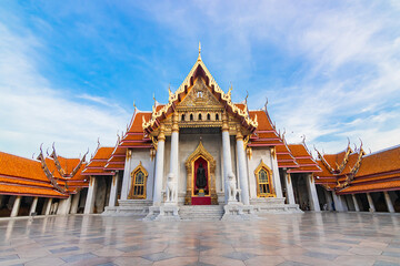 Wat Benchamabophit Dusitvanaram or White Marble Temple is Famous in Bangkok Thailand.