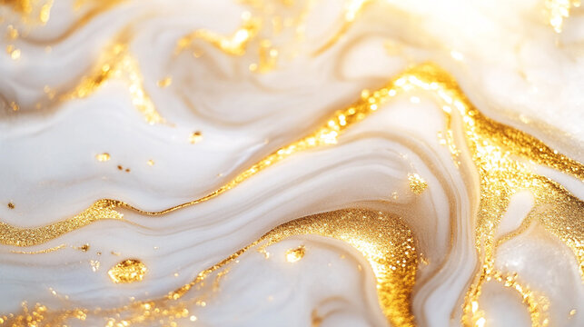 Elegant marble texture with gold accents and flowing patterns on a bright background
