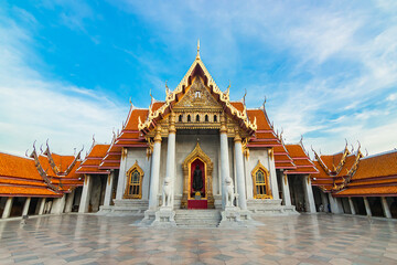 Wat Benchamabophit Dusitvanaram or White Marble Temple is Famous in Bangkok Thailand.