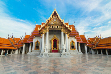 Wat Benchamabophit Dusitvanaram or White Marble Temple is Famous in Bangkok Thailand.