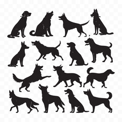 black dog silhouette vector isolated on white background