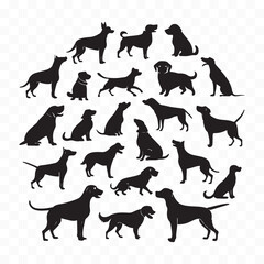 black dog silhouette vector isolated on white background