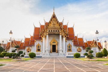 Wat Benchamabophit Dusitvanaram or White Marble Temple is Famous in Bangkok Thailand.