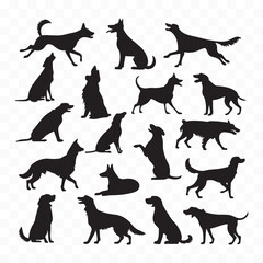 black dog silhouette vector isolated on white background