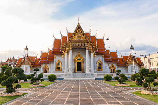 Wat Benchamabophit Dusitvanaram or White Marble Temple is Famous in Bangkok Thailand.