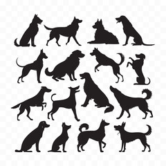 black dog silhouette vector isolated on white background