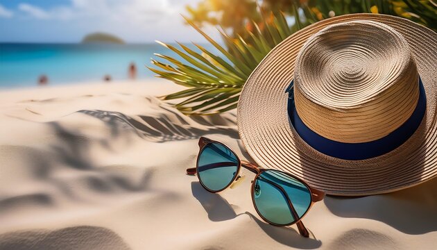  Capture the essence of summer getaways with a stylish scene featuring sunglasses, hats, and_1(846)