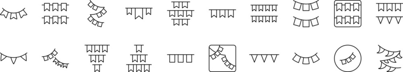 Garlands Thin Icons Collection. Editable Stroke. Suitable for Web Sites, Books, Cards, Apps