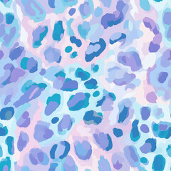 Seamless chaotic leopard print. Bright grunge texture background. Wallpaper for girls. Fashion style pattern with spots, abstract shapes. Animal print