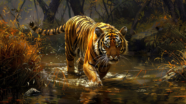 Amazing Bengal tiger in nature. - Powered by Adobe