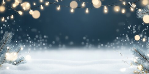 Naklejka premium A serene winter landscape is adorned with fresh snow covering the ground