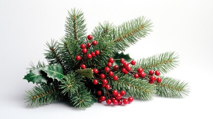 A cluster of bright red berries surrounded by lush green leaves