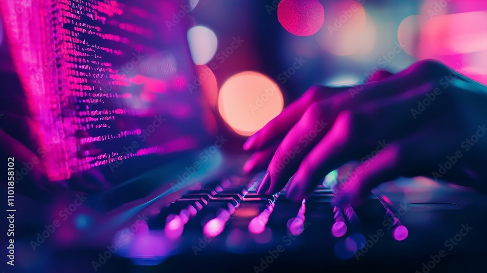 Aufkleber working together to fix software bugs: close-up of the hands of a female quality assurance engineer 