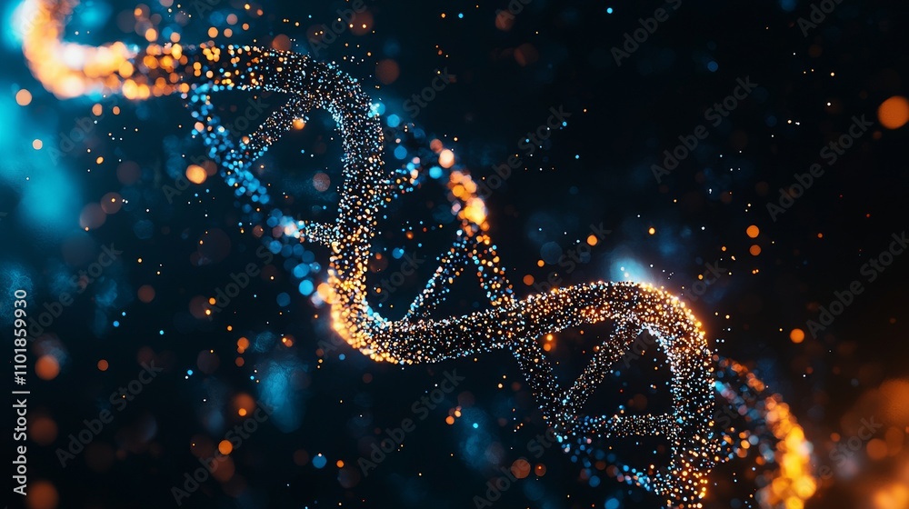 Aufkleber modern low poly wireframe illustrations with dna genetic biotechnology and chromosome structures in 