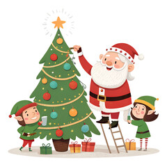 santa claus and christmas tree