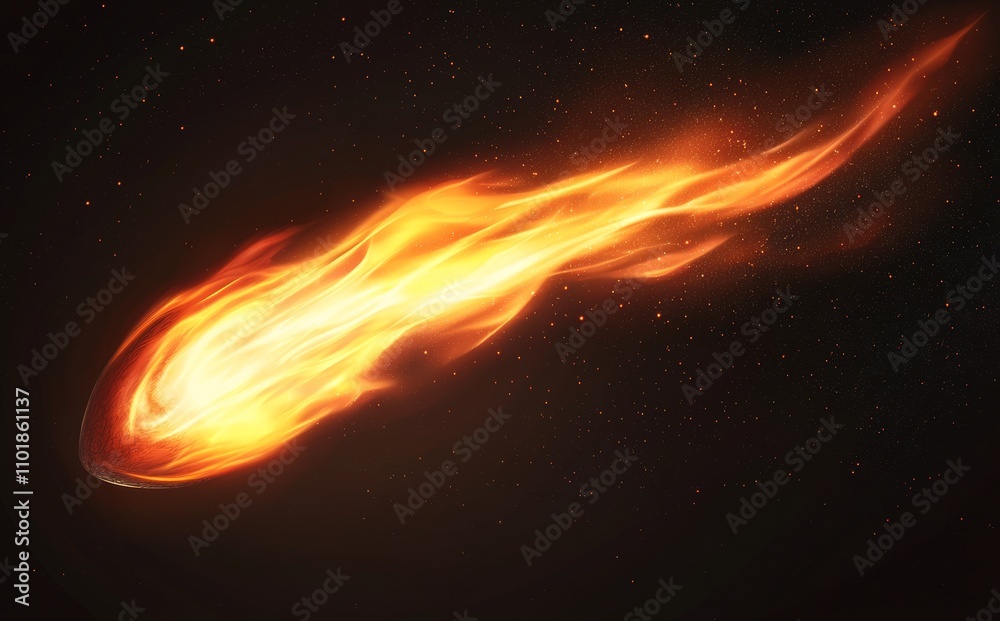 Aufkleber Luminous flame trailing from a fiery comet into the dark starry sky