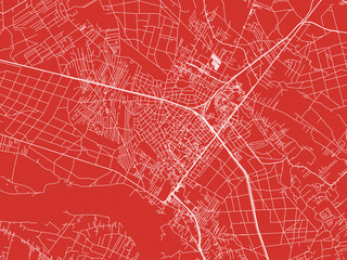 Christmas Map of Legionowo, Poland in Snowy White on Festive Red Background.