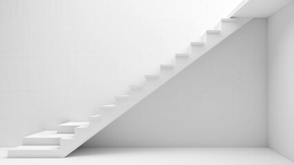 Fototapeta premium Minimalistic stair wraps in a clean interior for design previews