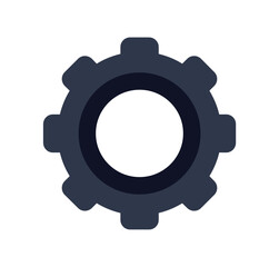 Dark blue cogwheel is rotating on a white background