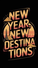 Celebrate new beginnings with a vibrant design highlighting travel and adventure for the new year