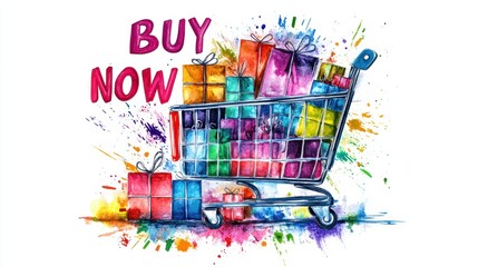 Colorful shopping bags in shopping cart. holiday shopping season promotion poster.