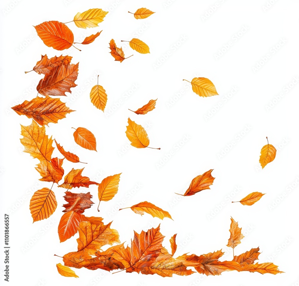 Aufkleber autumn colored leaves isolated on white background. a bunch of different maple leaves in fall colors