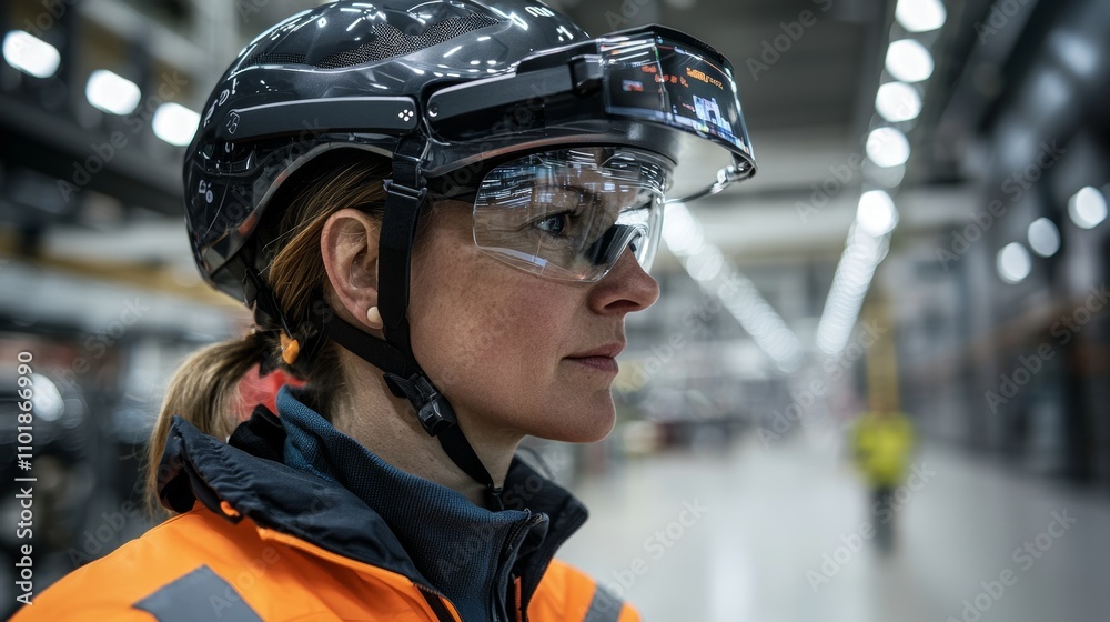 Leinwandbilder Automobile Factory Engineer Using Tablet Computer in Work Uniform. Automotive Manufacturing Facility with Robotic Arms Technology. Automated Assembly Plant.