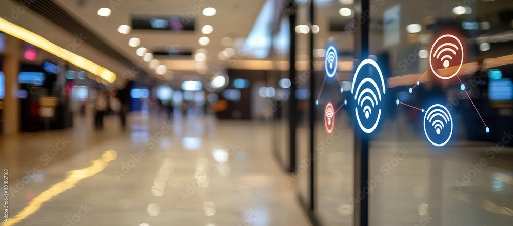 Poster A modern cityscape background with wireless communication between telecommunication networks around the world.