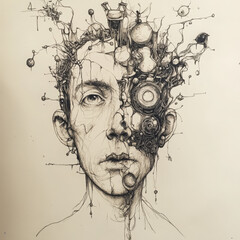 A hand-drawn sketch created by a human artist, showcasing intricate details and unique artistic expression.