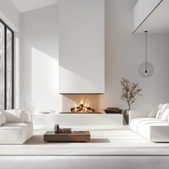 A white modern elegant living room.
