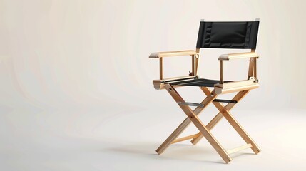 Elegant Lightweight Folding Director Chair isolated on white background, portable furniture concept