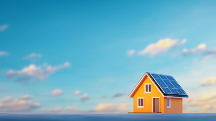 conceptual image of smart home with solar panels and energy efficiency