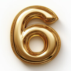 shiny gold 3D number six with smooth surface and elegant design, perfect for celebrations or decorative purposes