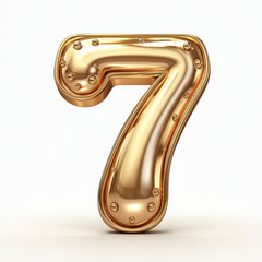 shiny gold 3D number 7 with smooth surface and decorative elements, perfect for celebrations or special occasions