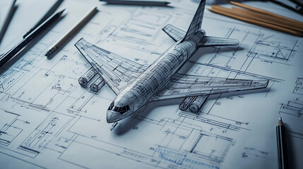  Classified blueprints of a futuristic aircraft laid out on a drafting table (2)