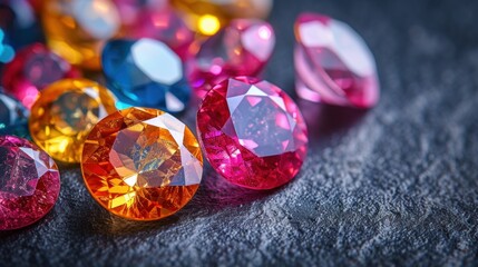 Colorful Gemstones on a Black Background
