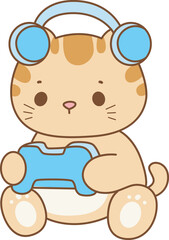 Illustration of cute kitty icon.
Funny cat in daily activities elements.
