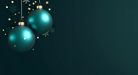 christmas banner with hanging baubles, generative ai