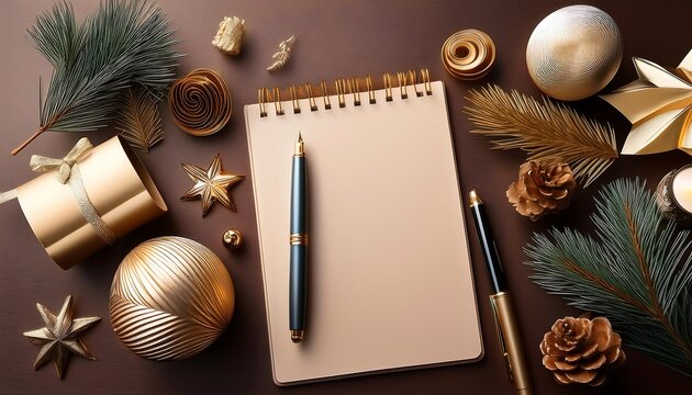  A stylized overhead view depicts a themed setup with decorative elements, notepad, and _1(586)