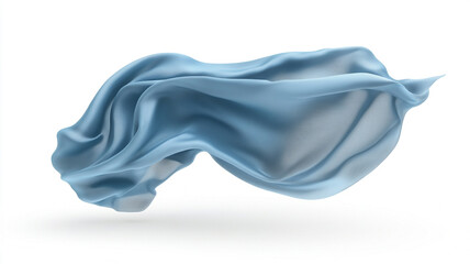 blue silk cloth floating isolated on a white background