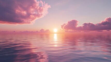 Pink Sunset Over Calm Ocean Waters - Serene Landscape Photography