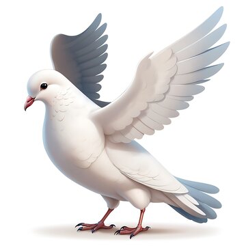 A cartoon dove standing on a white background.

