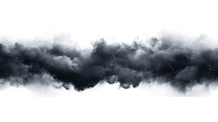 Naklejka premium dark clouds and lightning isolated on a white background