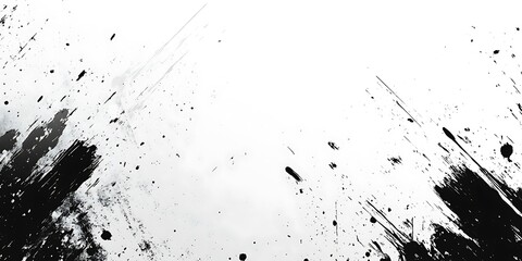 Obraz premium Abstract black ink splatters on white background.