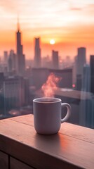 Coffee with a View: Sunrise Over the City