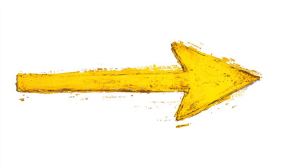A yellow arrow drawn with ink isolated on a white background