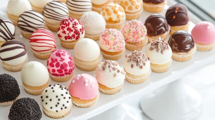 Colorful Assortment of Gourmet Cupcake Bites Decorated with Various Toppings Perfect for Celebrations, Events, and Sweet Treat Enthusiasts