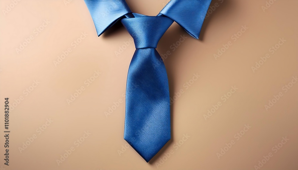 Poster a simple yet stylish flat lay design features a blue necktie on a beige background waiting _1(546)